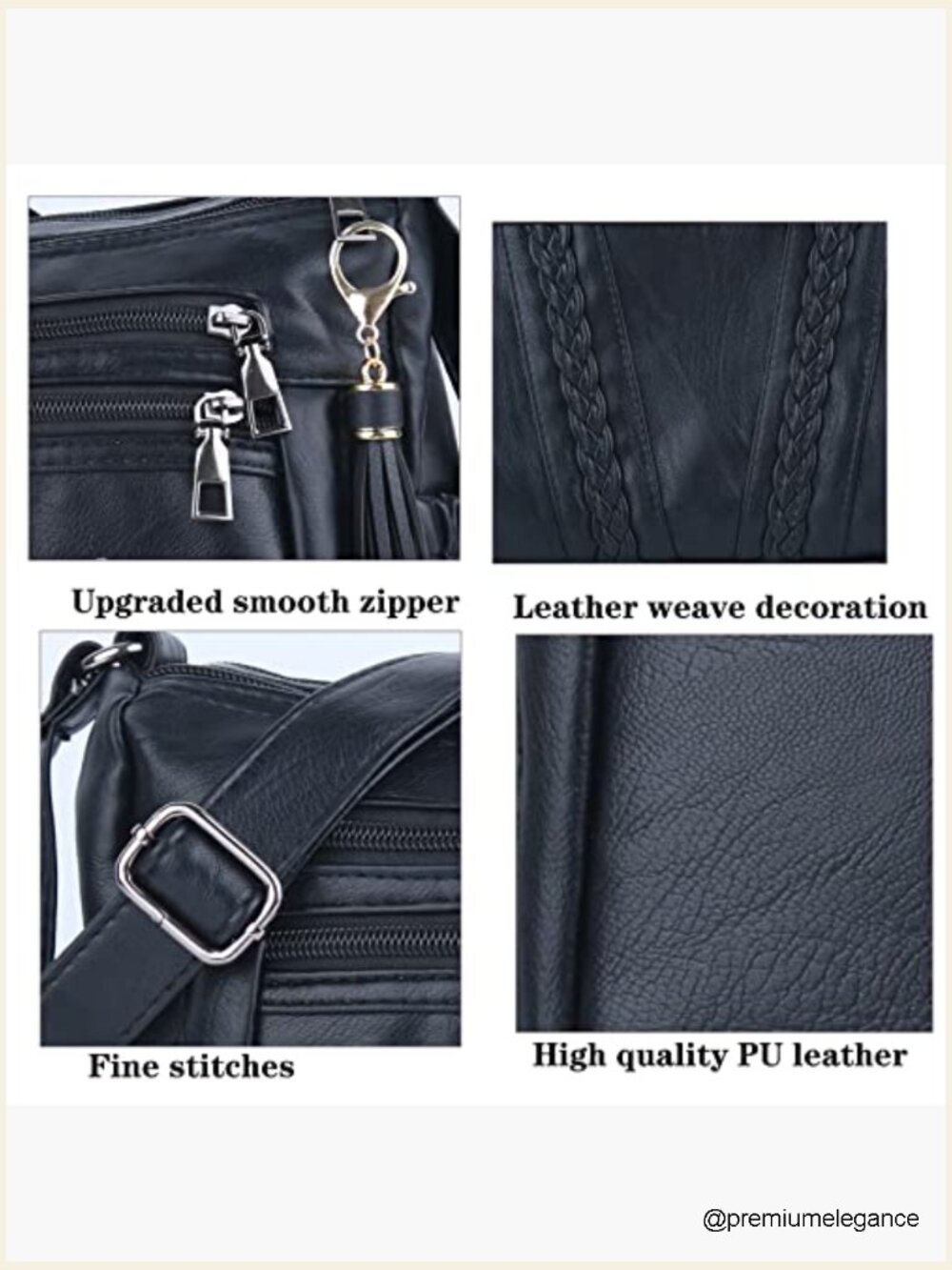 PU Leather Crossbody Bag with Multiple Pockets - Lightweight Shoulder Bag - Picture 6 of 7